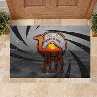 Bahrain Desert Camel Rubber Doormat with Sunset Glow and Starry Sky