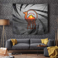 Bahrain Desert Camel Tapestry with Sunset Glow and Starry Sky