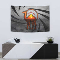 Bahrain Desert Camel Tapestry with Sunset Glow and Starry Sky