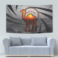 Bahrain Desert Camel Tapestry with Sunset Glow and Starry Sky