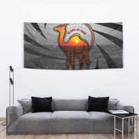Bahrain Desert Camel Tapestry with Sunset Glow and Starry Sky
