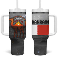 Bahrain Desert Camel Tumbler With Handle with Sunset Glow and Starry Sky