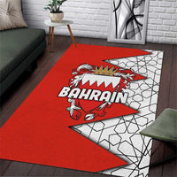 Bahrain Shield Design Area Rug with Arabesque Tile Motif in Red