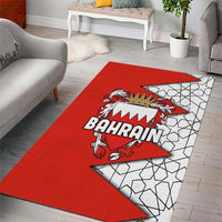 Bahrain Shield Design Area Rug with Arabesque Tile Motif in Red
