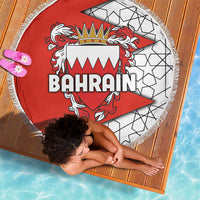 Bahrain Shield Design Beach Blanket with Arabesque Tile Motif in Red