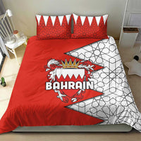 Bahrain Shield Design Bedding Set with Arabesque Tile Motif in Red