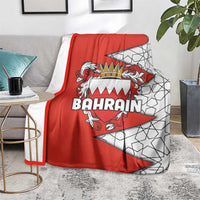 Bahrain Shield Design Blanket with Arabesque Tile Motif in Red