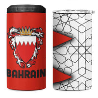 Bahrain Shield Design 4 in 1 Can Cooler Tumbler with Arabesque Tile Motif in Red