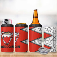 Bahrain Shield Design 4 in 1 Can Cooler Tumbler with Arabesque Tile Motif in Red