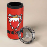 Bahrain Shield Design 4 in 1 Can Cooler Tumbler with Arabesque Tile Motif in Red