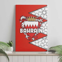 Bahrain Shield Design Canvas Wall Art with Arabesque Tile Motif in Red