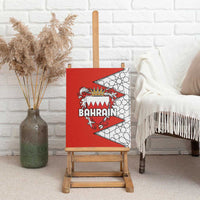Bahrain Shield Design Canvas Wall Art with Arabesque Tile Motif in Red