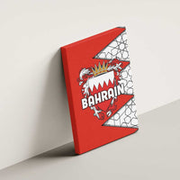Bahrain Shield Design Canvas Wall Art with Arabesque Tile Motif in Red