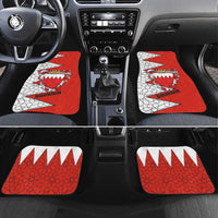 Bahrain Shield Design Car Mats with Arabesque Tile Motif in Red
