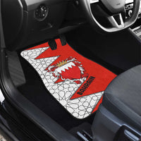 Bahrain Shield Design Car Mats with Arabesque Tile Motif in Red