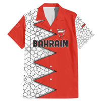 Bahrain Shield Design Family Matching Mermaid Dress and Hawaiian Shirt with Arabesque Tile Motif in Red