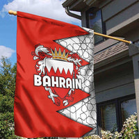 Bahrain Shield Design Garden Flag with Arabesque Tile Motif in Red