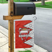 Bahrain Shield Design Garden Flag with Arabesque Tile Motif in Red