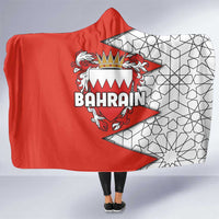 Bahrain Shield Design Hooded Blanket with Arabesque Tile Motif in Red