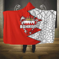 Bahrain Shield Design Hooded Blanket with Arabesque Tile Motif in Red