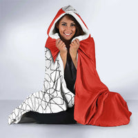 Bahrain Shield Design Hooded Blanket with Arabesque Tile Motif in Red