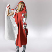Bahrain Shield Design Hooded Blanket with Arabesque Tile Motif in Red