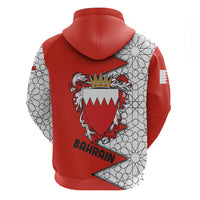 Bahrain Shield Design Hoodie with Arabesque Tile Motif in Red