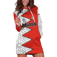 Bahrain Shield Design Hoodie Dress with Arabesque Tile Motif in Red