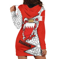 Bahrain Shield Design Hoodie Dress with Arabesque Tile Motif in Red