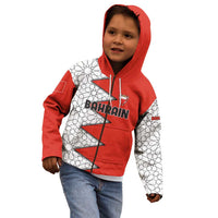 Bahrain Shield Design Kid Hoodie with Arabesque Tile Motif in Red