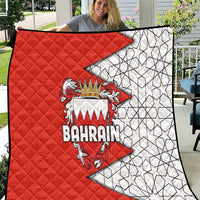 Bahrain Shield Design Quilt with Arabesque Tile Motif in Red