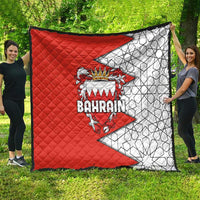 Bahrain Shield Design Quilt with Arabesque Tile Motif in Red