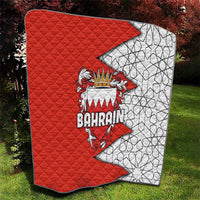 Bahrain Shield Design Quilt with Arabesque Tile Motif in Red