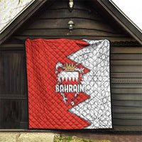 Bahrain Shield Design Quilt with Arabesque Tile Motif in Red