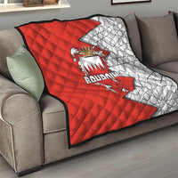 Bahrain Shield Design Quilt with Arabesque Tile Motif in Red