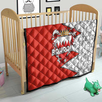 Bahrain Shield Design Quilt with Arabesque Tile Motif in Red