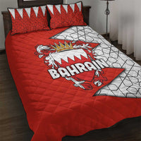 Bahrain Shield Design Quilt Bed Set with Arabesque Tile Motif in Red