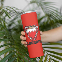 Bahrain Shield Design Skinny Tumbler with Arabesque Tile Motif in Red