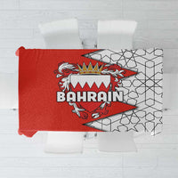 Bahrain Shield Design Tablecloth with Arabesque Tile Motif in Red