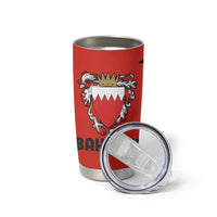 Bahrain Shield Design Tumbler Cup with Arabesque Tile Motif in Red