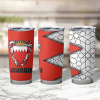 Bahrain Shield Design Tumbler Cup with Arabesque Tile Motif in Red