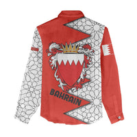 Bahrain Shield Design Women Casual Shirt with Arabesque Tile Motif in Red