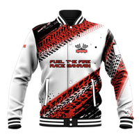 Formula 1 Inspired Bahrain Race Baseball Jacket with Checkered Flag Print