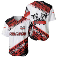 Formula 1 Inspired Bahrain Race Baseball Jersey with Checkered Flag Print