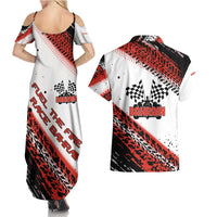 Formula 1 Inspired Bahrain Race Couples Matching Summer Maxi Dress and Hawaiian Shirt with Checkered Flag Print