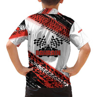 Formula 1 Inspired Bahrain Race Family Matching Long Sleeve Bodycon Dress and Hawaiian Shirt with Checkered Flag Print