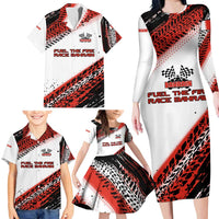 Formula 1 Inspired Bahrain Race Family Matching Long Sleeve Bodycon Dress and Hawaiian Shirt with Checkered Flag Print