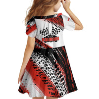 Formula 1 Inspired Bahrain Race Family Matching Off The Shoulder Long Sleeve Dress and Hawaiian Shirt with Checkered Flag Print