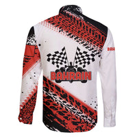 Formula 1 Inspired Bahrain Race Family Matching Off The Shoulder Long Sleeve Dress and Hawaiian Shirt with Checkered Flag Print