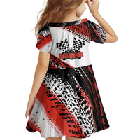 Formula 1 Inspired Bahrain Race Family Matching Off Shoulder Maxi Dress and Hawaiian Shirt with Checkered Flag Print